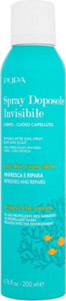 PUPA Milano Invisible After Sun Spray, Gesicht & Körper, 200 ml, Spray, Feuchtigkeitsspendend, Beruhigend, Jeder Hauttyp, Unisex