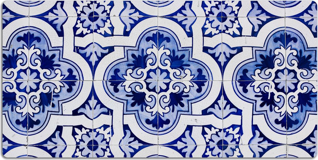 Schreibtischmatte Tischunterlage 90x45 cm Mauspad - Blaue Fliesen