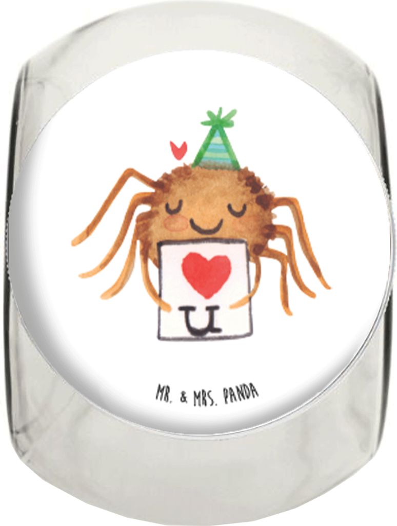 Mr. & Mrs. Panda Bonboniere Spinne Agathe Brief XL 2000ml - Weiß - Geschenk, Bonbonglas, Verliebt, Heiratsantrag, Kaffeedose, Ich Liebe Dich, Teed...