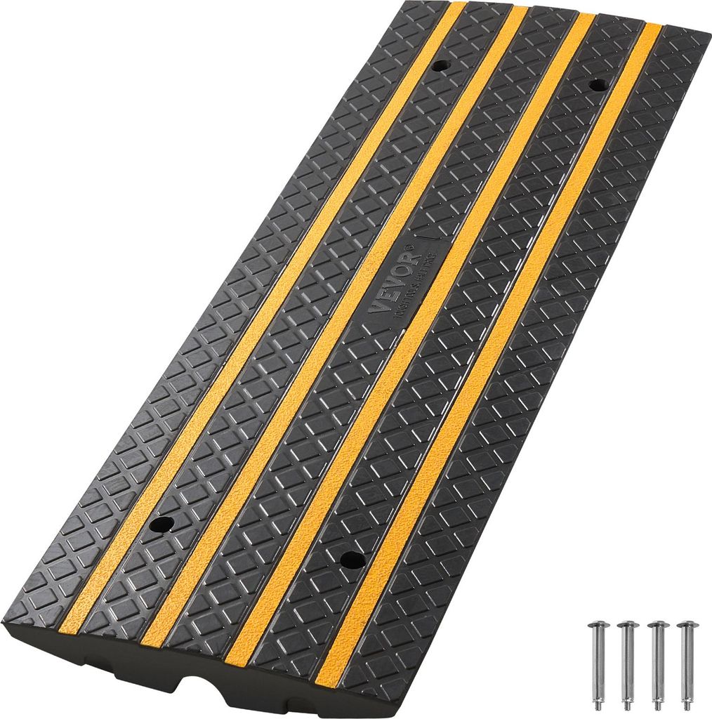 VEVOR Gummi-Bordsteinrampe, 15 Tonnen Tragkraft, 66 mm Anstieg, Auffahrtsrampe mit gelben Reflektorstreifen, Schwellenrampe geeignet für Laderampe...
