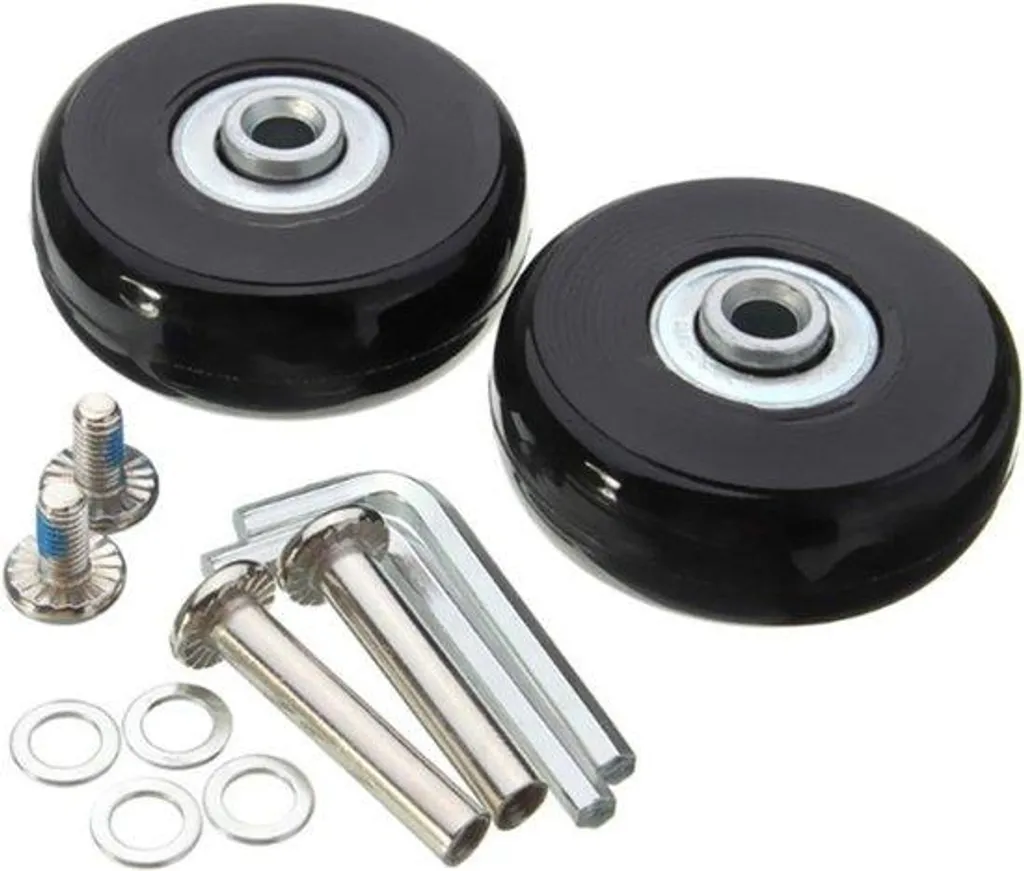 Roulettes de remplacement pour valise avec axes de fixation noirs 50x18mm