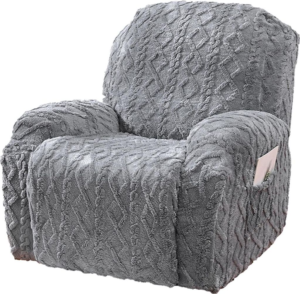 1-Sitzer-Liegestuhlbezug, Fleece-Stretch-Liegestuhlbezüge für 1-Kissen-Liegesofa, Einzelsitz-Taschen-Jacquard-Liegecouchbezug, verdickt, sehr weich