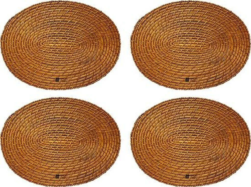 Set de table ovale tressé marron 30 x 40 cm décoration artisanale