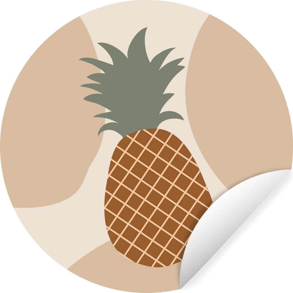 MuchoWow Runde Wandtattoo - Wandsticker Tapete Aufkleber Obst - Pastell - Ananas - Sommer Ø 80 cm Selbstklebend und Repositionierbar - Wandaufkl...