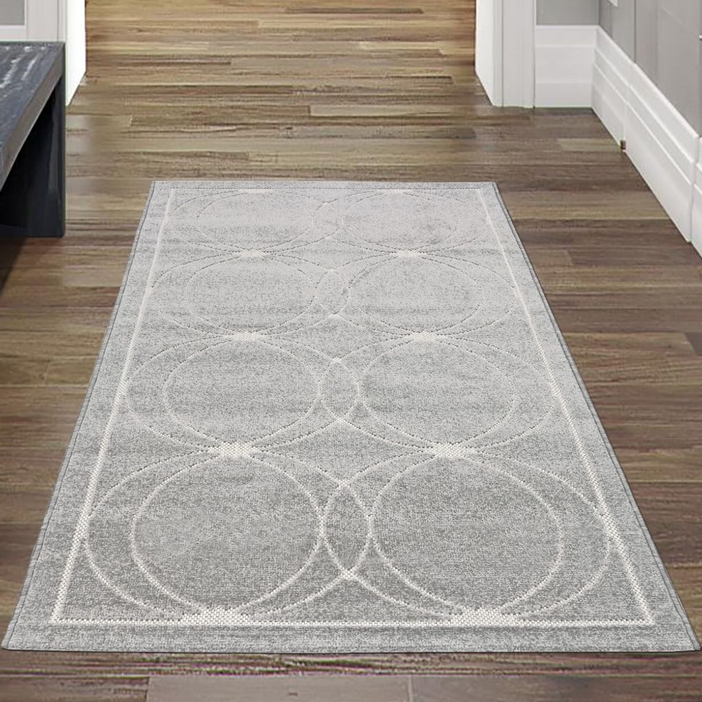 Orientteppich mit dezenten Ornamenten | In- & Outdoor | grau Größe - 80x150 cm
