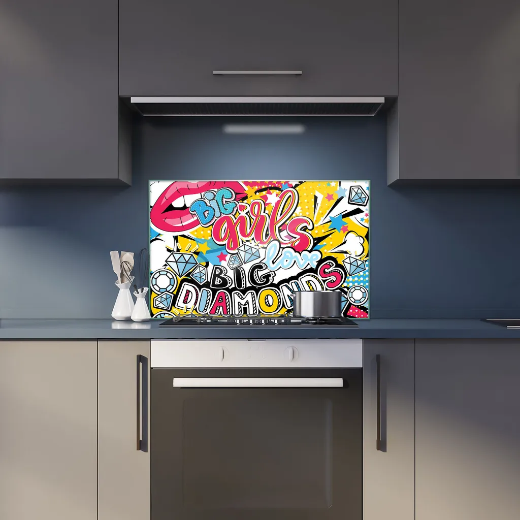Piastra di copertura per piano cottura in ceramica 80x52 Con detto Copertura colorata Alzatina in vetro Deco - 6