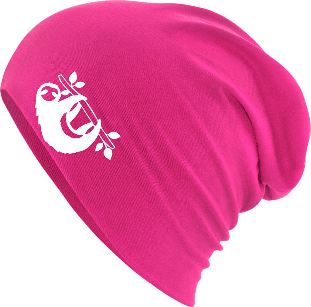 Huuraa Beanie Faultier Silhouette Fuchsia One Size Baumwolle und Elasthan Mütze Geschenkidee