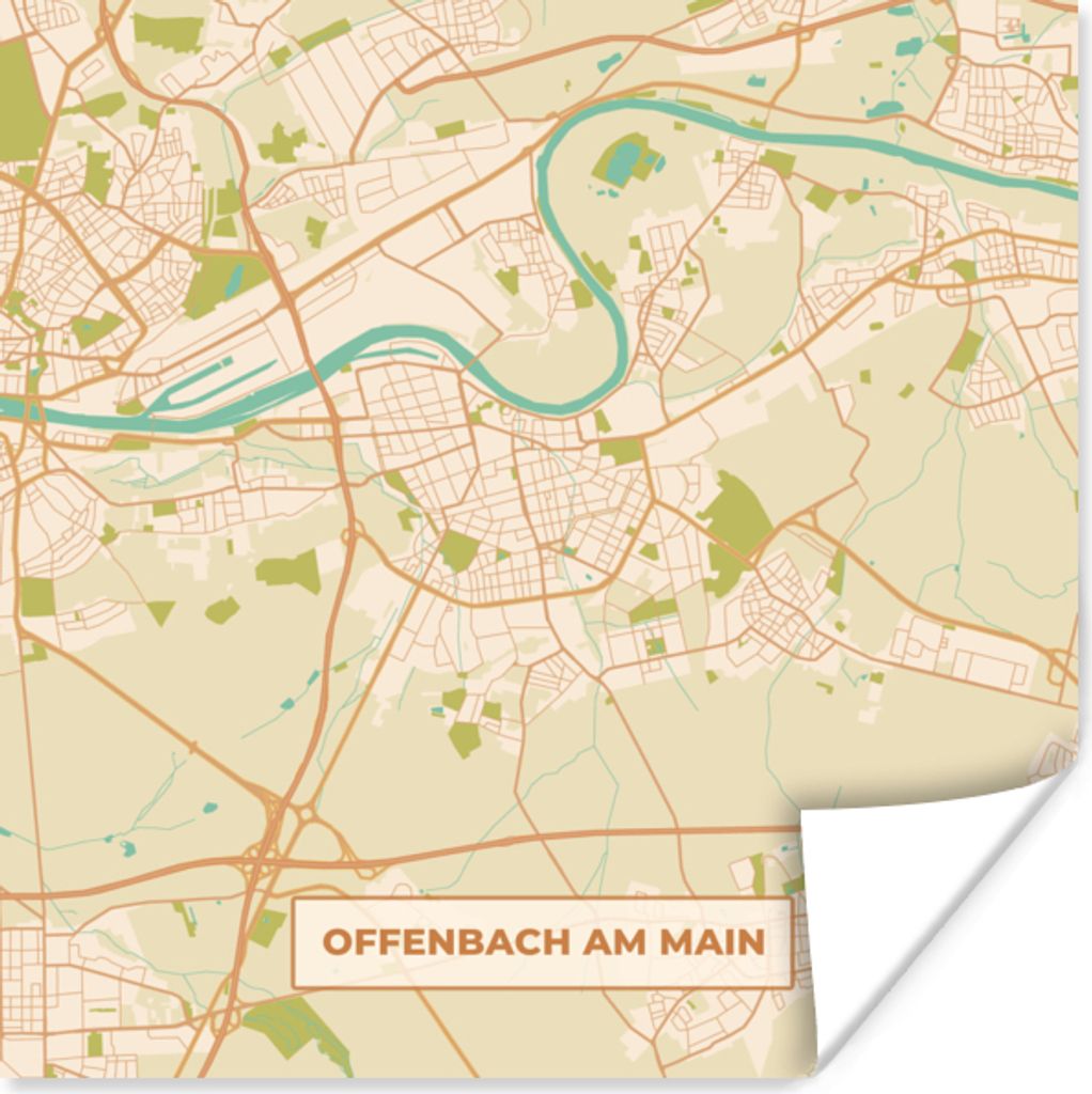 MuchoWow Poster Karte - Jahrgang - Offenbach am Main - Karte 30x30 cm - Wandposter - Printing