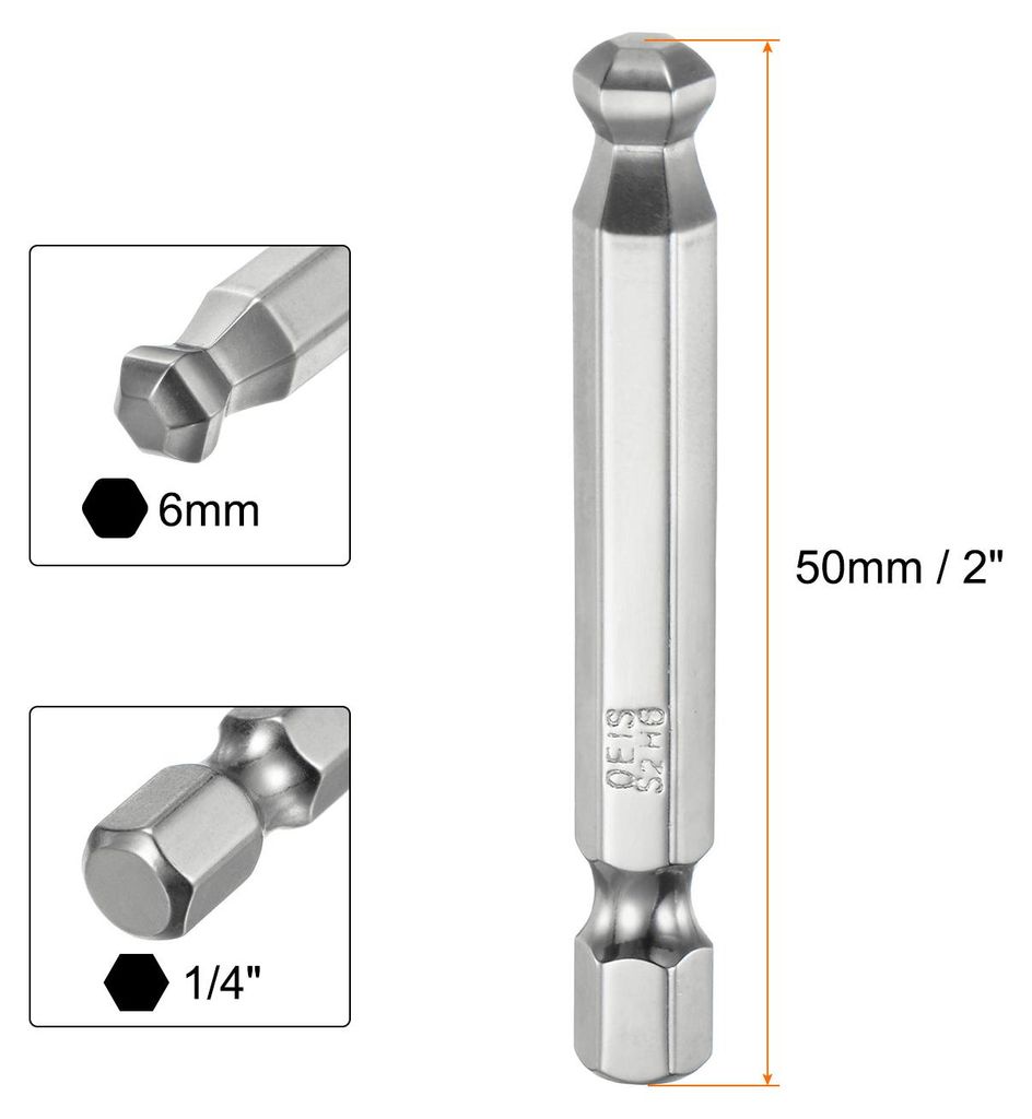 Kugelkopf Sechskant Schraubendreher 6mm(H6.0) Sechskant Schaft 50mm Lange Magnetischen 1/4" S2 Legierter Stahl Schraubendreher Bit Bitsatz Elektrow...