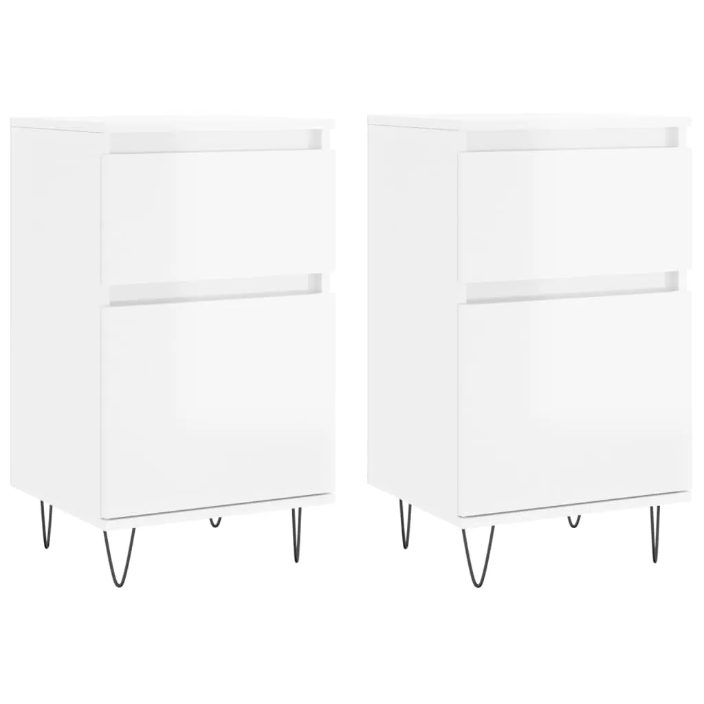 Buffet Blanc Brillant Design Moderne 40x35x70 cm Bois Composite 2 pcs - 3