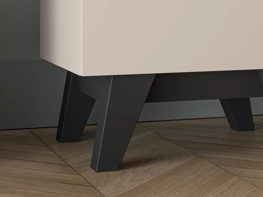 Table de Nuit 50cm Beige et Noir Freshion - Structure Robuste et Design
