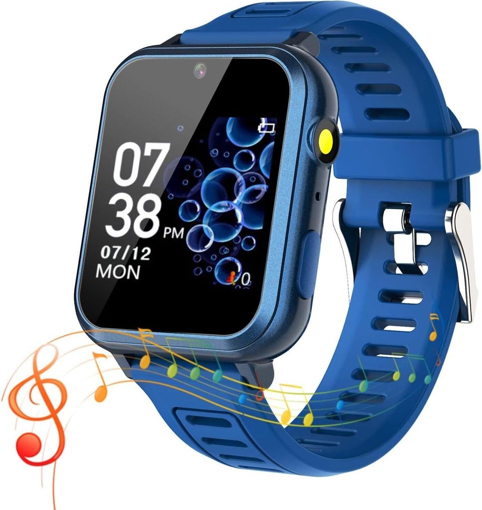 Kinder-Smartwatch 24 mit Touchscreen, Schrittzähler, Kamera, Wecker, Hörbuch, Stoppuhr, Rekorder, Rechner, Anruf, für Jungen im Alter von 3–12...