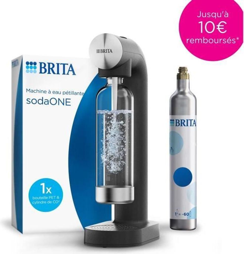 Soda Maker, BRITA SodaONE Schwarz, Inklusive 1L Flasche, Inklusive CO2 Zylinder