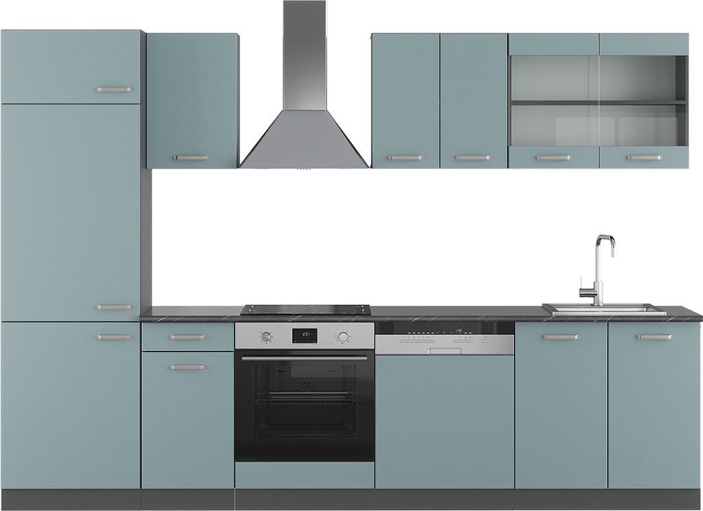 Küchenzeile Vicco R-Line Blau-Grau/Anthrazit 300 cm ohne Produktbild 