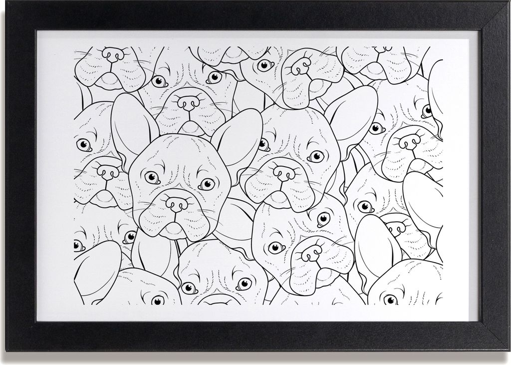 Bild 30x20 MDF-Rahmen, Wandkunst Französisch Bulldoggen
