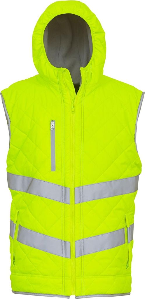 Yoko Unisex Warnweste Kensington mit Kapuze, gesteppt RW6286 (3XL) (Gelb)