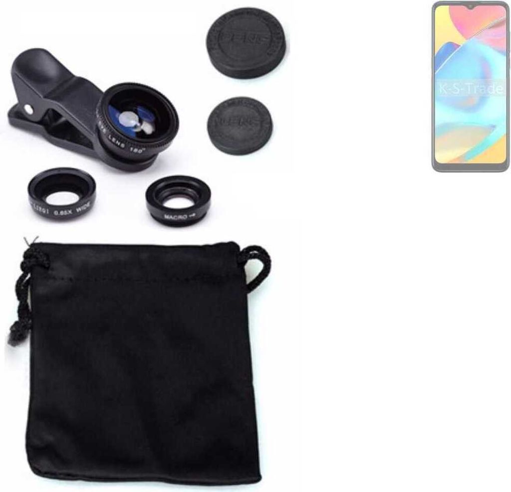 K-S-Trade Smartphone Kamera Linsen Set Kompatibel mit Alcatel 3L (2021) 3in1 Clip-On Kamera Adapter Macro Weitwinkel FishEye Fischauge Objektiv Linse