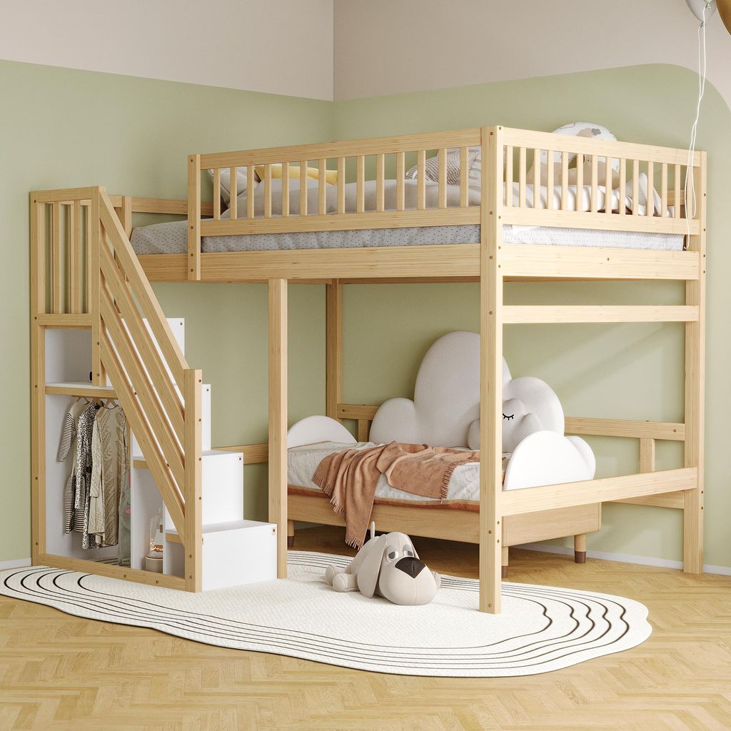 okwish Hochbett 140x200cm mit Rausfallschutz, Etagenbett Produktbild 