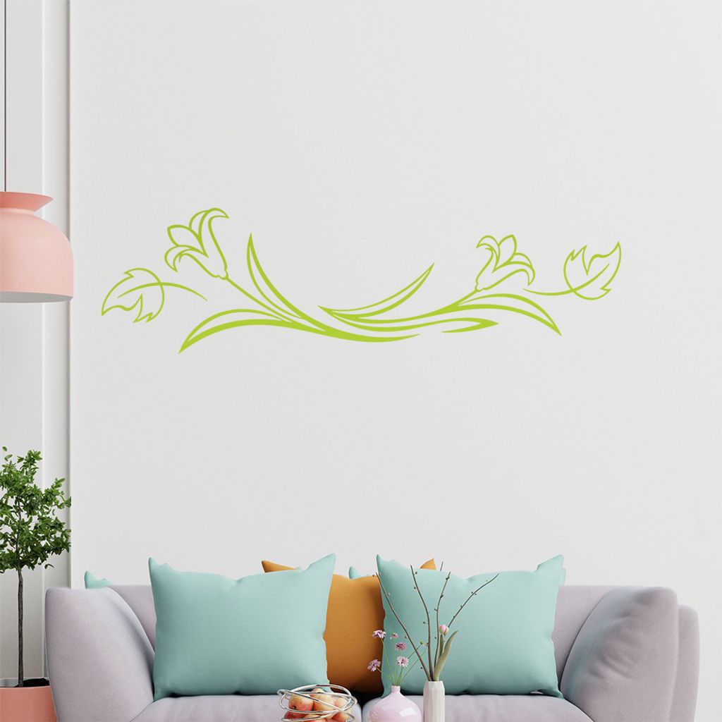 Blume - Linien Wandtattoo in 6 Größen - Wandaufkleber Wall Sticker - Dekoration, Küche, Wohnzimmer, Schlafzimmer, Badezimmer