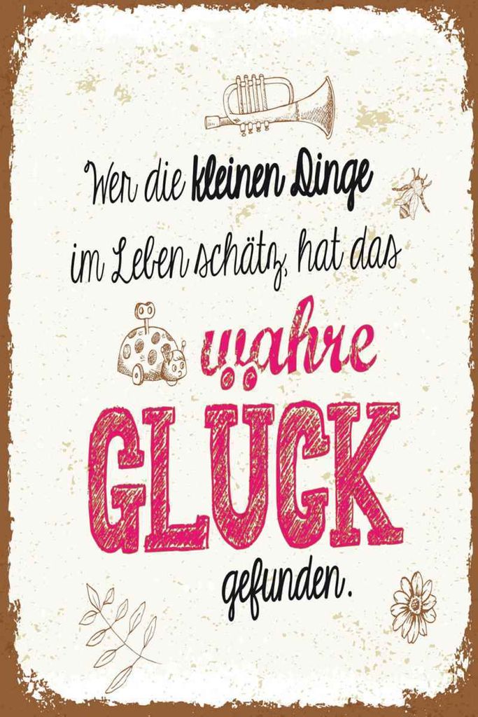 vianmo Holzschild 30x20 cm Wer kleine Dinge schätzt hat Glück