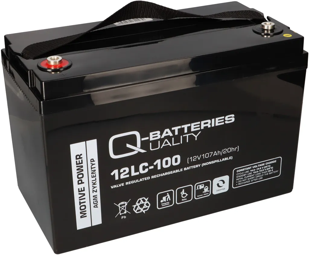 Q-Batteries 12LC-100 Batterie Plomb 12V 107Ah Haute Performance AGM