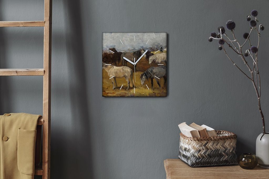 Coloray Hodiny Unikátní 30x30 cm Tiché hodiny Pro obývací pokoj a kuchyň Nástěnné hodiny Plátno Bílé ručičky hodin - Malování zví...