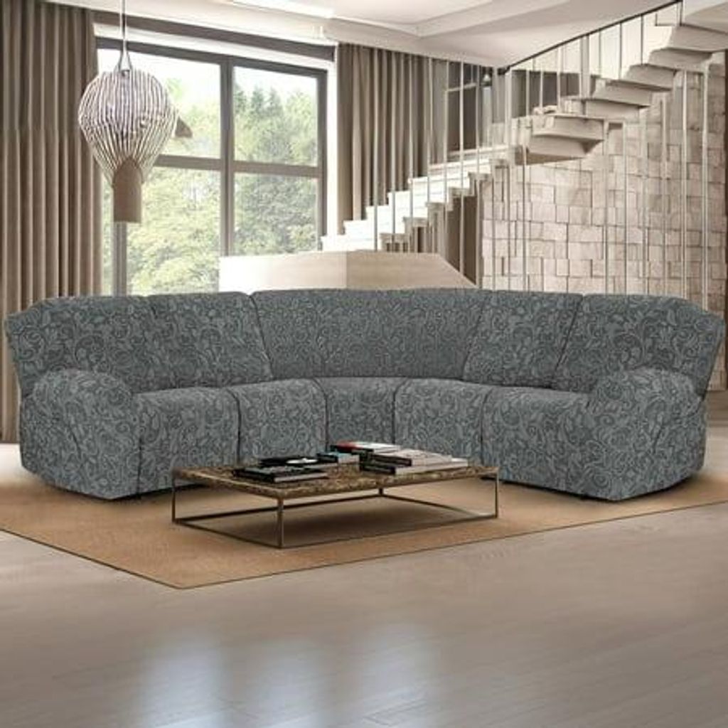 7-Teilige Ruhesessel Bezüge, Stretch Jacquard 5-Sitzer-Ecksofa Relaxsessel Bezüge, Sofabezug Ecksofa L Form Sofa Überzug Universal Couchbezug, D...