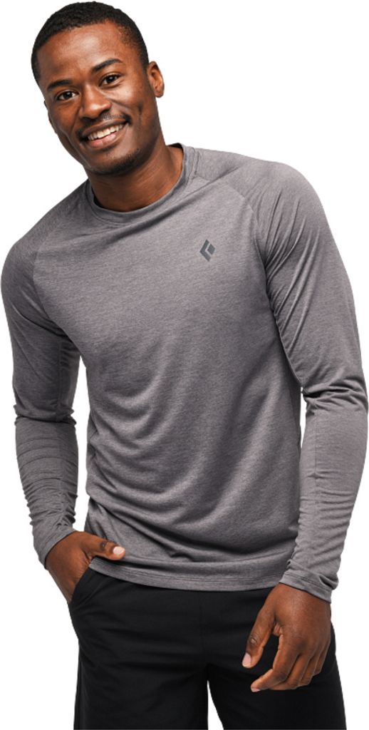 M Lightwire Ls Tech Tee, Steel Grey, L, Men, Men's Sportswear Top, Black Diamond