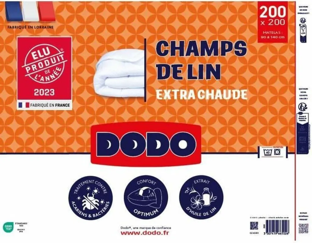 Couette Hiver DODO Champs de Lin 200x200 - Idéale pour Chambre Fraîche