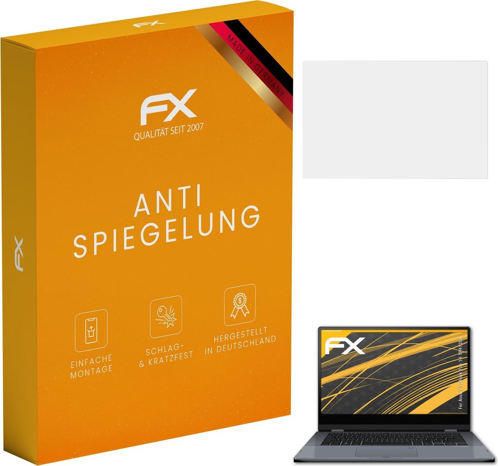 atFoliX FX-Antireflex 2x Schutzfolie kompatibel mit Asus VivoBook Flip 14 (TP412UA) Displayfolie