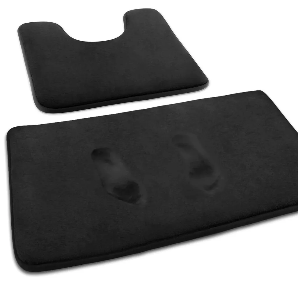 Tapis de bain doux pour douche et sortie de bain lot de 2 pièces noir mat