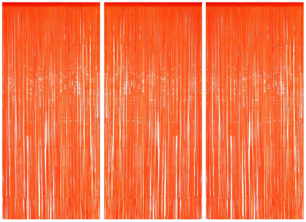 3x Lametta Vorhang - orange - 91x244 cm Produktbild 