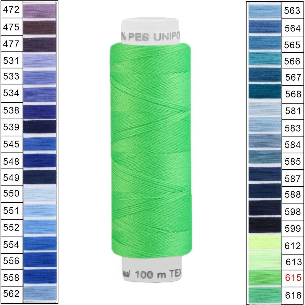 Nähgarn 100m Unipoly 120 Tex14x2 Polyester Nähfaden Nähmaschinengarn Farben 3v6 , Farbe:615
