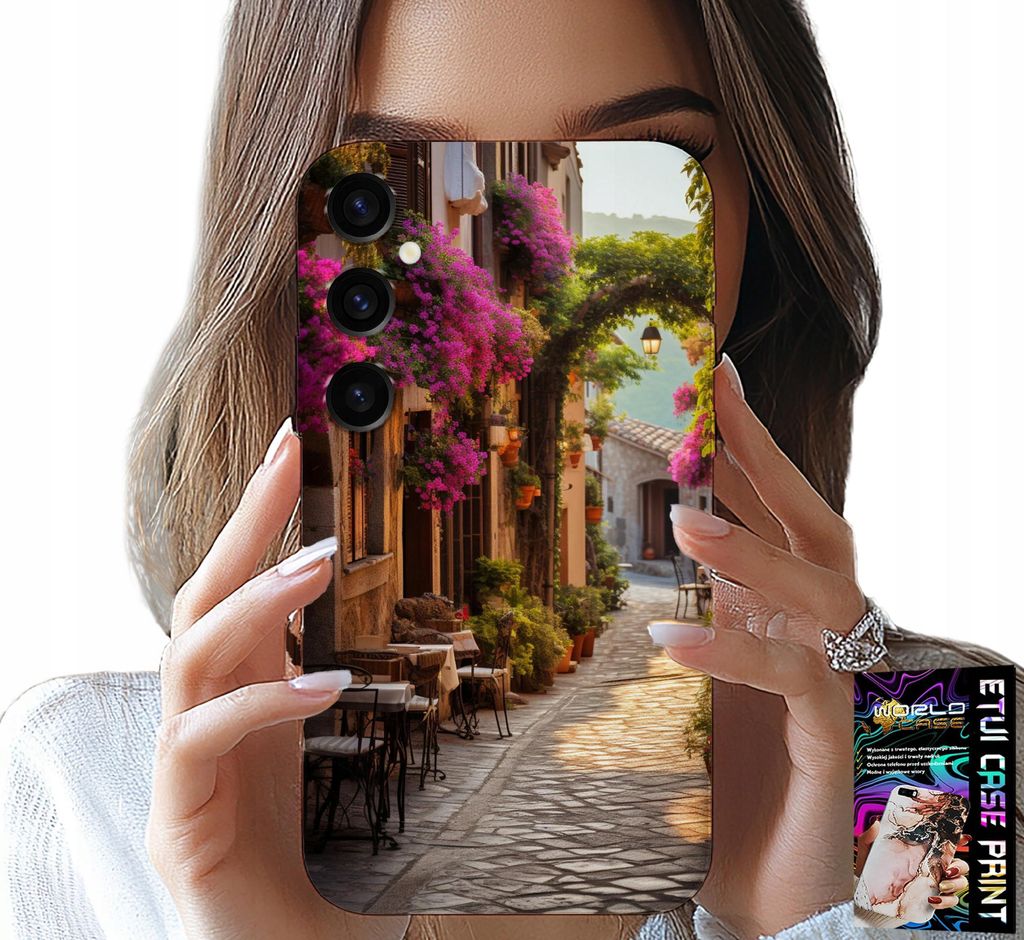 Gehäuse Für Samsung Galaxy A14 5G - Malerische Strasse Mit Cafe + Glas