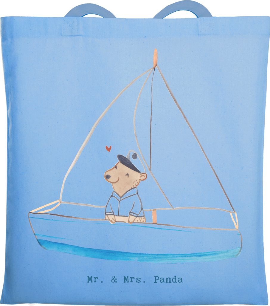 Mr. & Mrs. Panda Beutel Bär Segeln - Sky Blue - Geschenk, Jutebeutel, Shopping Tasche, Laptoptasche, Freizeittasche, Segeltörn, Tote Bag, Segelsc...