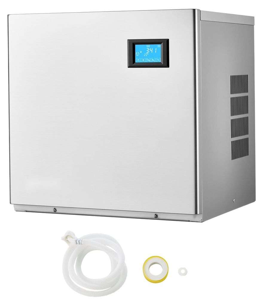 Gewerbliche Eismaschine / Eisbereiter - Modulares Kopfteil - 163 kg/Tag - Edelstahl - Selbstreinigung - Einstellbare Eisgröße - Eiswürfelform 15...