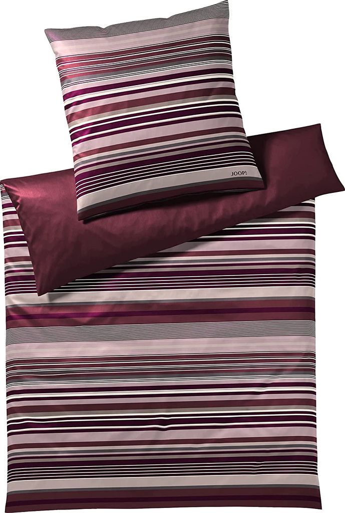 JOOP! Mako-Satin-Bettwäsche-Garnitur Micro Lines Farbe Deep Rose Größe 135x200+80x80cm AL