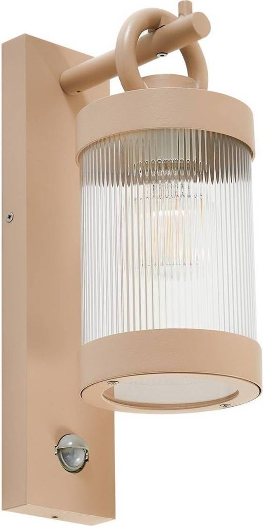Lindby Außenwandleuchte Yrene, 20 cm, beige, Sensor, Riffle