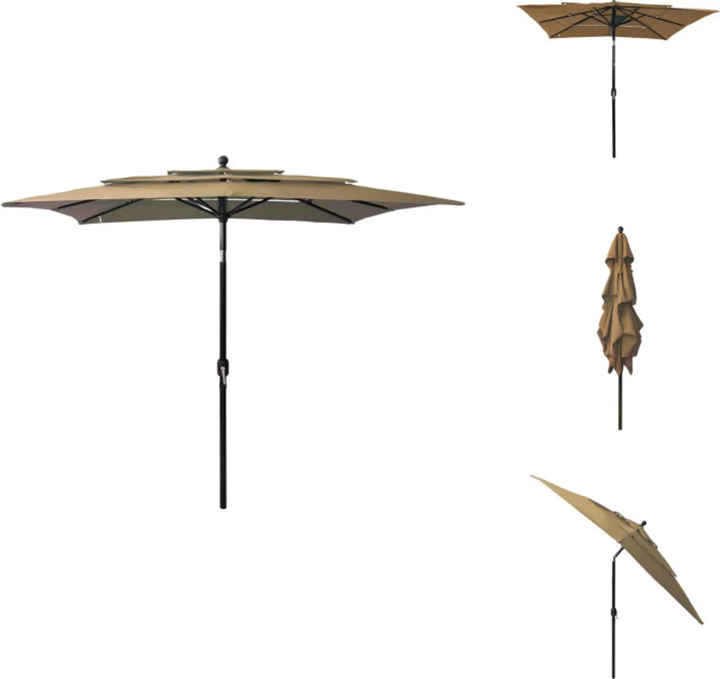 vidaXL Parasol à mât en aluminium 3 couches Taupe 2,5x2,5 m pour jardin