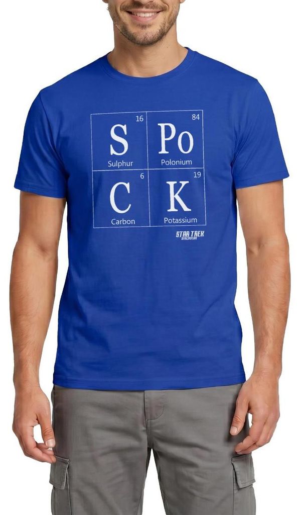 Spreadshirt Star Trek Discovery Spock Periodic Table Männer T-Shirt, M, Dunkelblau