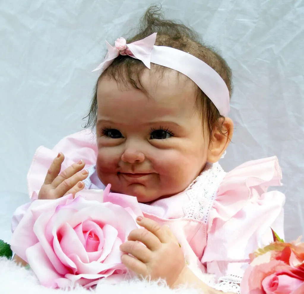 Véritable Bébé Reborn Fille de 55cm Nouveau-Né Jouet Réaliste en Vinyle