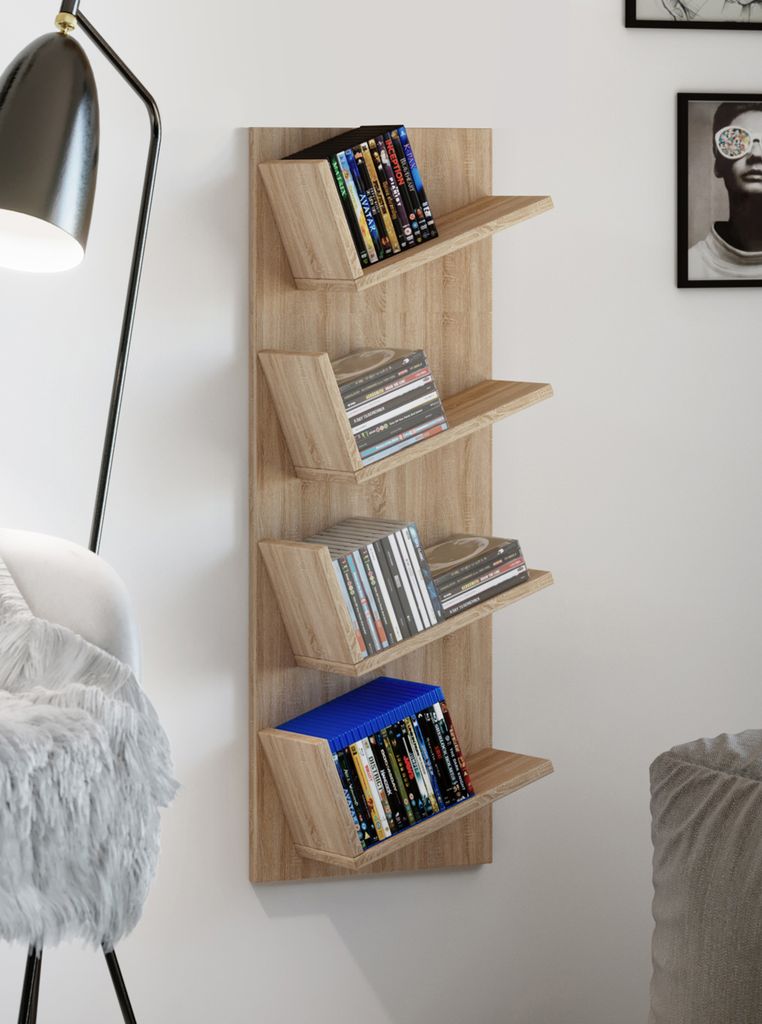 VCM Holzregal hängend | platzsparendes Regal | Maße: H. 90 x B. 33 x T. 16 cm | Elegantes Regal hängend | Aufbewahrungsregal | Bücherregal | Wa...