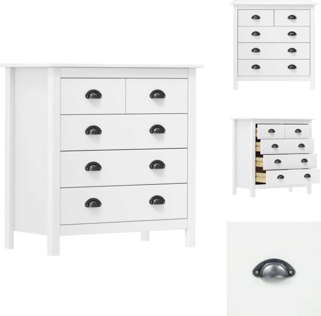 vidaXL Sideboard Hill Weiß 79x40x80 cm Massivholz Kiefer - Sideboards