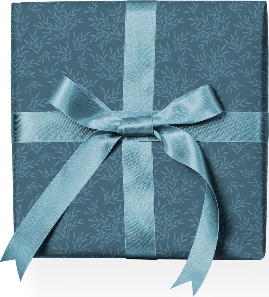 Botanisches Klassisches Geschenkpapier mit zarten Bambus Blättern, blau - G22182, 32 x 48cm