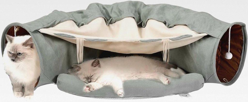 Katzentunnelbett,Katzenbetttunnel | Weicher Katzenspieltunnel für Hauskatzen - Haustierhöhle, multifunktionales Haustierzubehör, tragbare Katzen...