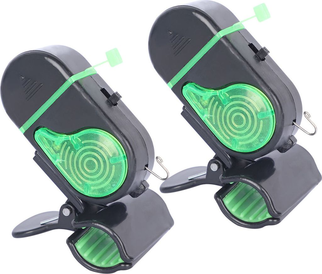 2 Stück Angelbissanzeiger mit Clip Nacht Angelruten-Alarmlicht Elektronischer Bissanzeiger Schlagsensor LED-Lampe Meeresangelzubehör