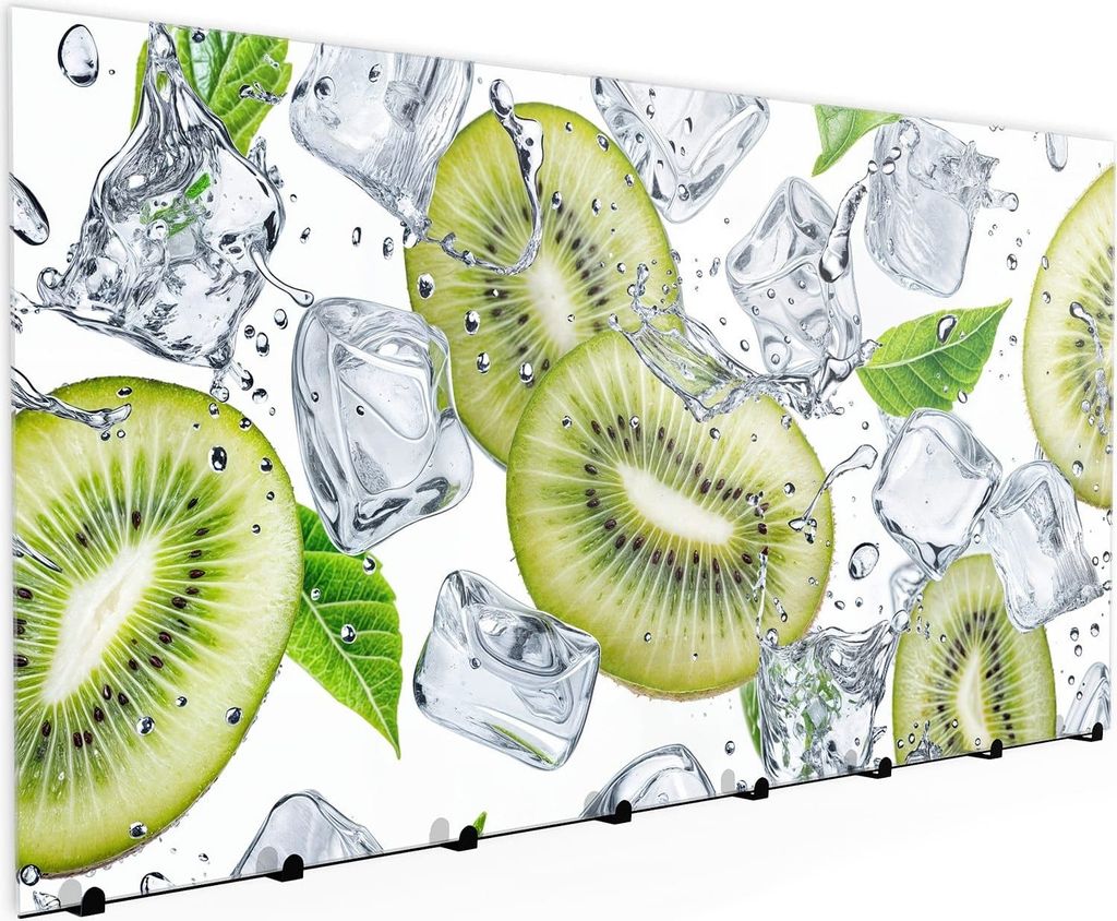 Wandgarderobe mit Magnetwand & Memoboard aus Glas Kiwi Würfel Eis