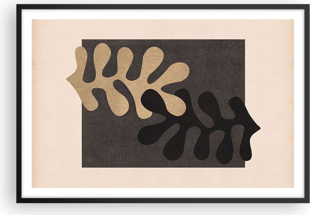 Gerahmtes Poster - Schwarzer Rahmen - Blätter Form Figur - Produktbild 