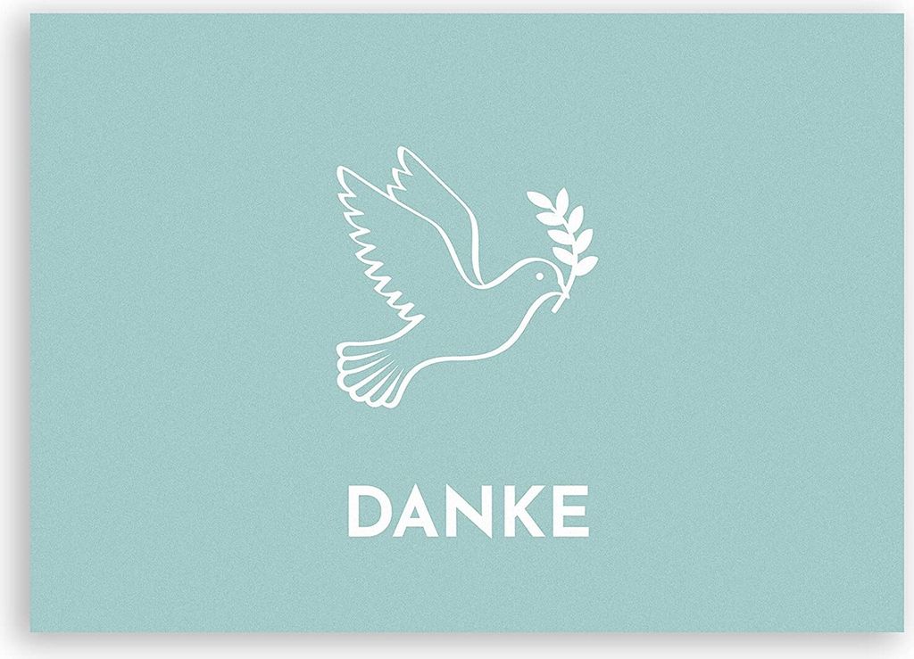 Friendly Fox Dankeskarten, Danke Taufe Konfirmation Kommunion, 12 Dankeschön Karten, Blanko Klappkarten mit Taube, mint Karte Danke Set