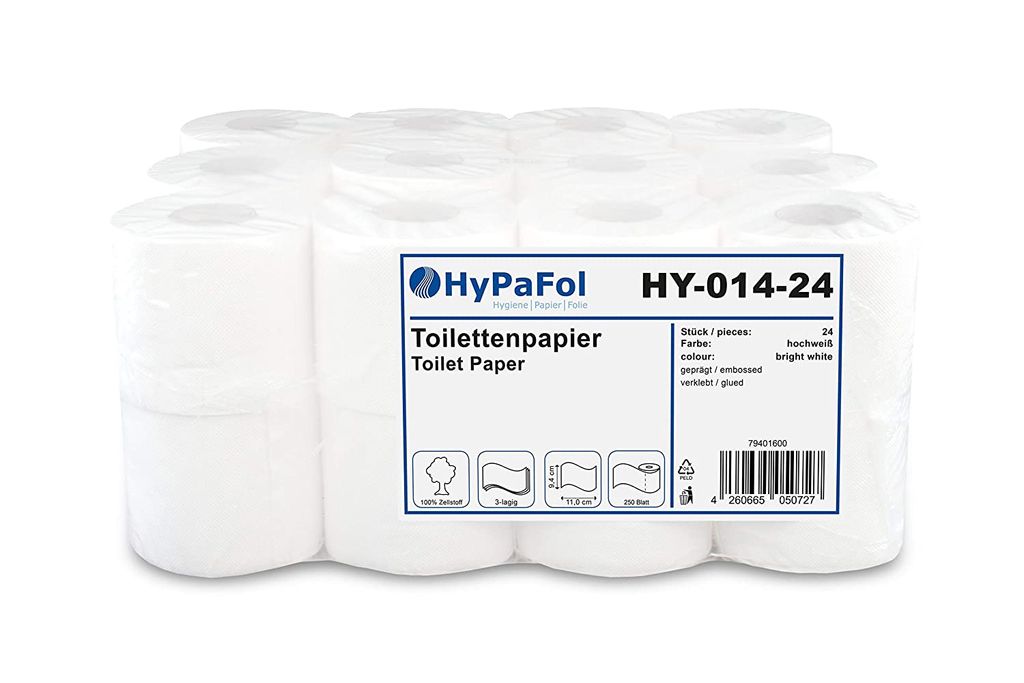 Toilettenpapier Klopapier WC Papier 3 lagig 40 Rollen 150 Blatt weiß Zellstoff 